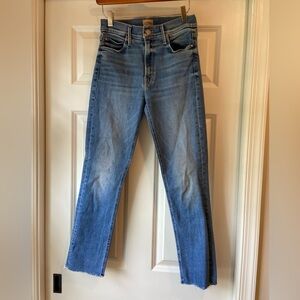 Mother The Mid Rise Dazzler Ankle Fray  Size 28